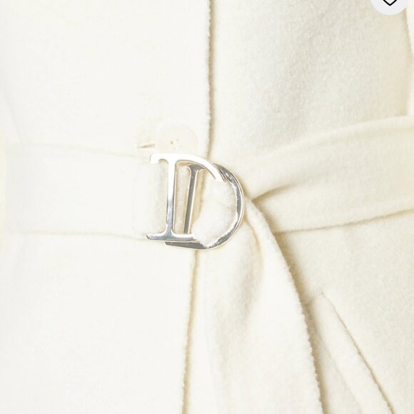 MAJE Genesis Belted Wool Blend Wrap Ecru Classic Coat Size 40 NEW WITH TAG - Picture 4 of 14